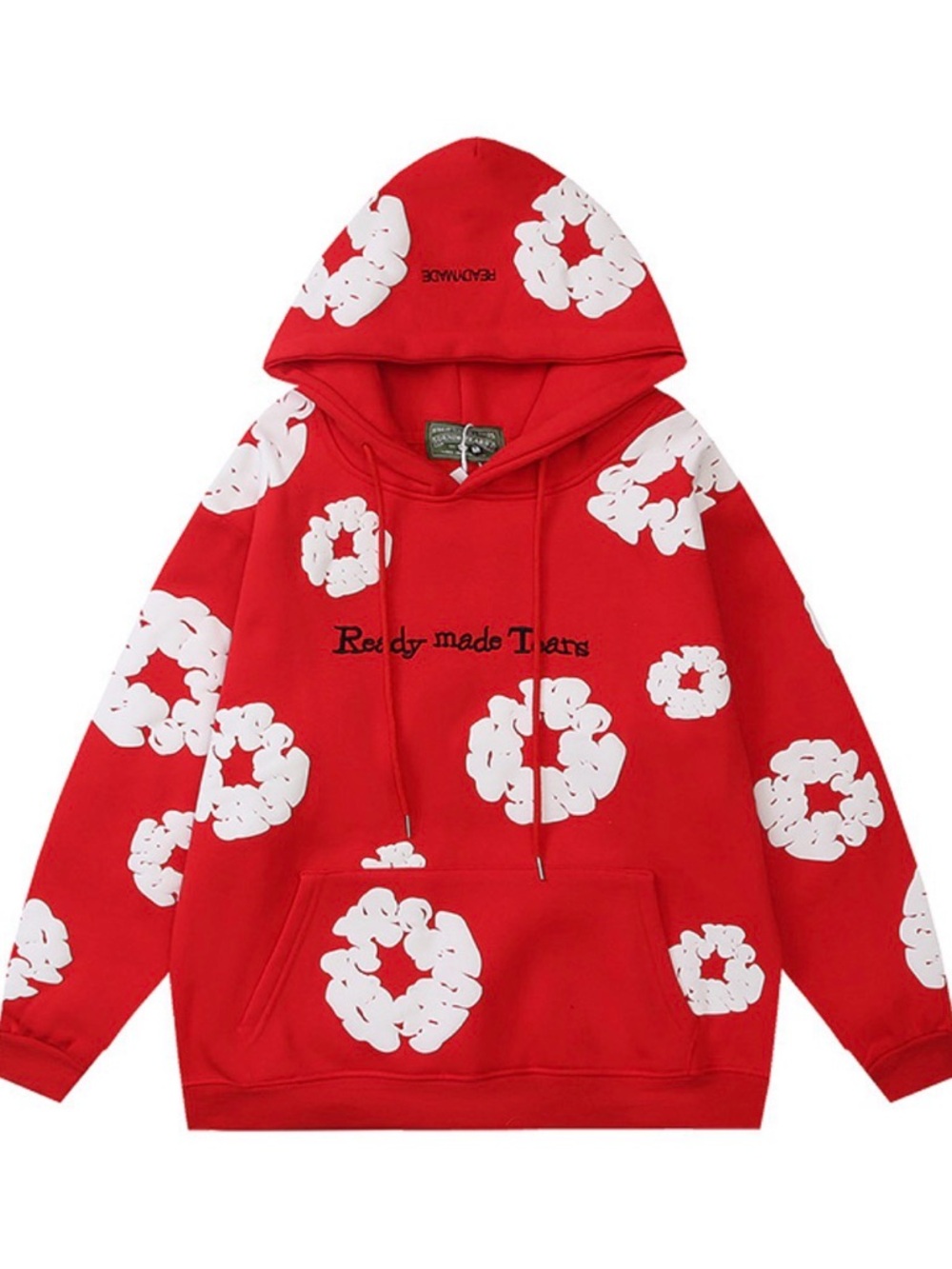Red Floral Graphic Hoodie Jacket by Ready Made Tears